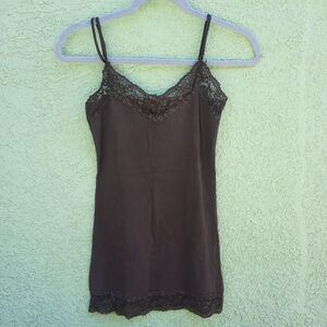 Love Culture Y2K Lace Trim Preppy Dainty Coquette Boho Camisole Size S Brown